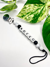 Load image into Gallery viewer, Soother Clip | PERSONALIZED Silicone Letters | Black + Marble
