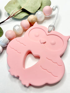 Teething Clip | Owl | Soft Pink