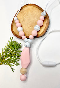 Necklace | Diamond Leaves | Soft Pink + Marble