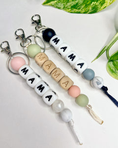 MAMA Keychain | Sage & Pink | Wood Letters