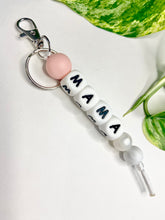 Load image into Gallery viewer, MAMA Keychain | Pink &amp; Pearl | Silicone Letters
